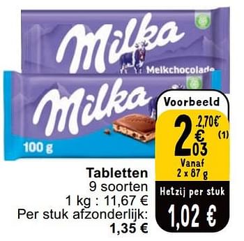 Promotions Tabletten - Milka - Valide de 23/04/2024 à 29/04/2024 chez Cora