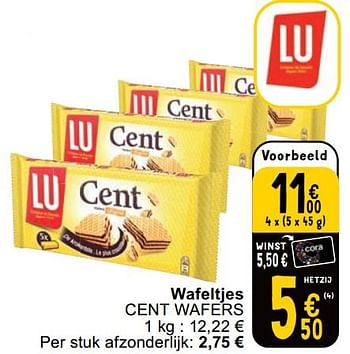 Promotions Wafeltjes cent wafers - Lu - Valide de 23/04/2024 à 29/04/2024 chez Cora
