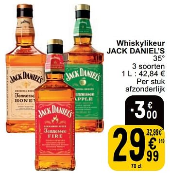 Promoties Whiskylikeur jack daniel’s - Jack Daniel's - Geldig van 23/04/2024 tot 29/04/2024 bij Cora