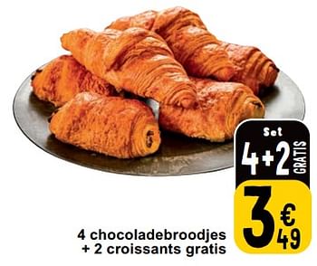 Promotions 4 chocoladebroodjes + 2 croissants - Produit maison - Cora - Valide de 23/04/2024 à 29/04/2024 chez Cora
