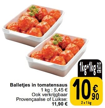 Promoties Balletjes in tomatensaus - Huismerk - Cora - Geldig van 23/04/2024 tot 29/04/2024 bij Cora