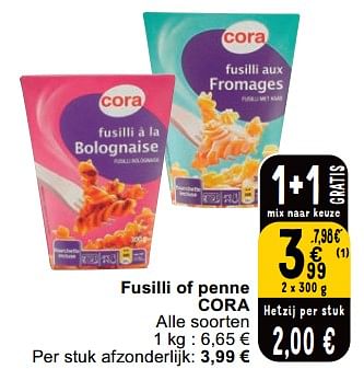Promoties Fusilli of penne cora - Huismerk - Cora - Geldig van 23/04/2024 tot 29/04/2024 bij Cora