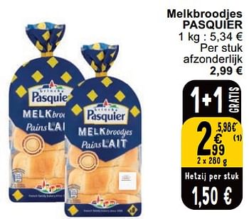 Promoties Melkbroodjes pasquier - Brioche pasquier - Geldig van 23/04/2024 tot 29/04/2024 bij Cora