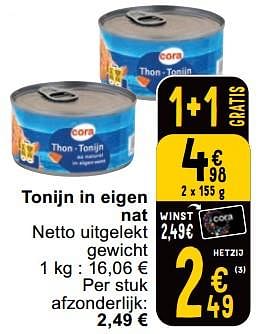 Promoties Tonijn in eigen nat - Huismerk - Cora - Geldig van 23/04/2024 tot 29/04/2024 bij Cora