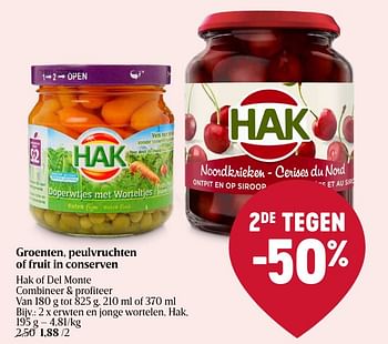 Promotions Erwten en jonge wortelen, hak - Hak - Valide de 25/04/2024 à 01/05/2024 chez Delhaize