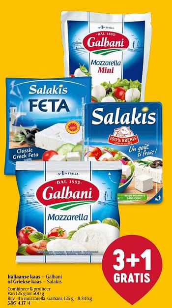 Promotions Italiaanse kaas mozzarella, galbani - Galbani - Valide de 25/04/2024 à 01/05/2024 chez Delhaize