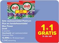 Promoties Set vaatwasmiddel platinum plus - Dreft - Geldig van 24/04/2024 tot 06/05/2024 bij Carrefour