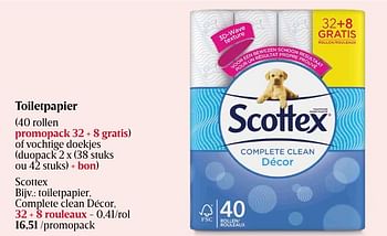 Promotions Toiletpapier, complete clean décor - Scottex - Valide de 25/04/2024 à 01/05/2024 chez Delhaize