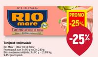 Promoties Tonijn met olijfolie - Rio Mare - Geldig van 25/04/2024 tot 01/05/2024 bij Delhaize