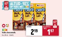 Promoties Volle chocomelk - Huismerk - Delhaize - Geldig van 25/04/2024 tot 01/05/2024 bij Delhaize