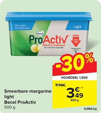 Promotions Smeerbare margarine light becel proactiv - Becel - Valide de 24/04/2024 à 06/05/2024 chez Carrefour