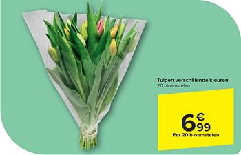 Promotions Tulpen verschillende kleuren - Produit maison - Carrefour  - Valide de 24/04/2024 à 06/05/2024 chez Carrefour