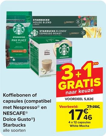 Promoties 12 capsules white mocha - Starbucks - Geldig van 24/04/2024 tot 06/05/2024 bij Carrefour