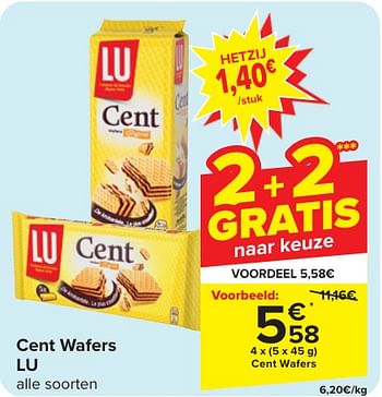 Promoties Cent wafers - Lu - Geldig van 24/04/2024 tot 06/05/2024 bij Carrefour