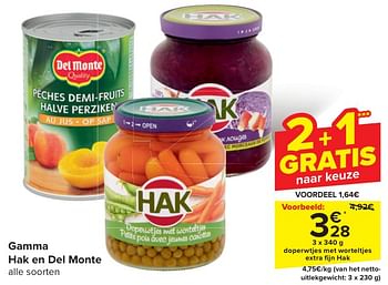 Promotions Doperwtjes met worteltjes extra fijn hak - Produit maison - Carrefour  - Valide de 24/04/2024 à 06/05/2024 chez Carrefour