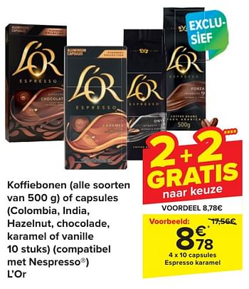 Promotions L`or 10 capsules espresso karamel - Douwe Egberts - Valide de 24/04/2024 à 06/05/2024 chez Carrefour