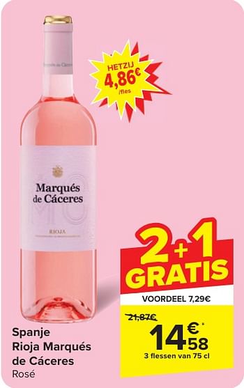 Promotions Rioja marqués de cáceres rosé - Vins rosé - Valide de 24/04/2024 à 06/05/2024 chez Carrefour