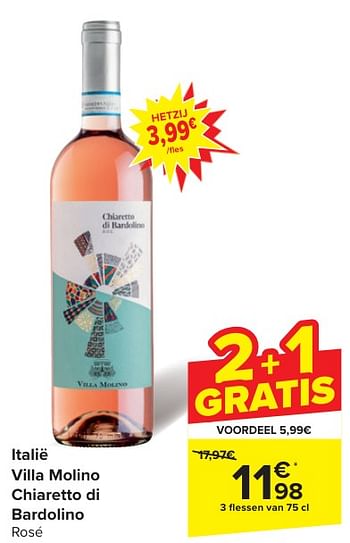 Promoties Villa molino chiaretto di bardolino rosé - Rosé wijnen - Geldig van 24/04/2024 tot 06/05/2024 bij Carrefour