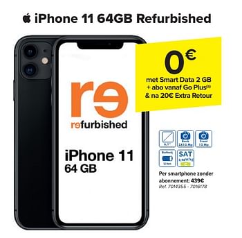 Promotions Apple iphone 11 64gb refurbished - Apple - Valide de 24/04/2024 à 06/05/2024 chez Carrefour