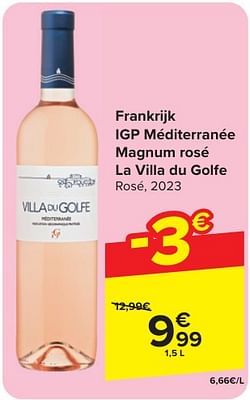 Igp méditerranée magnum rosé la villa du golfe rosé