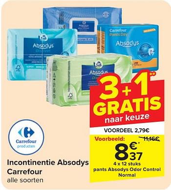 Promoties Pants absodys odor control normal - Huismerk - Carrefour  - Geldig van 24/04/2024 tot 06/05/2024 bij Carrefour