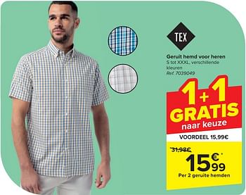 Promotions Geruit hemd voor heren - Tex - Valide de 24/04/2024 à 06/05/2024 chez Carrefour