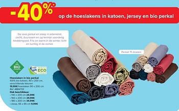 Promoties Hoeslaken in bio perkal - Huismerk - Carrefour  - Geldig van 24/04/2024 tot 06/05/2024 bij Carrefour