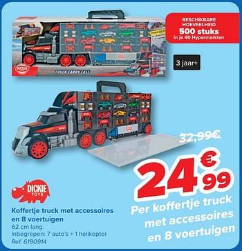 Promotions Koffertje truck met accessoires en 8 voertuigen - Dickie - Valide de 24/04/2024 à 06/05/2024 chez Carrefour