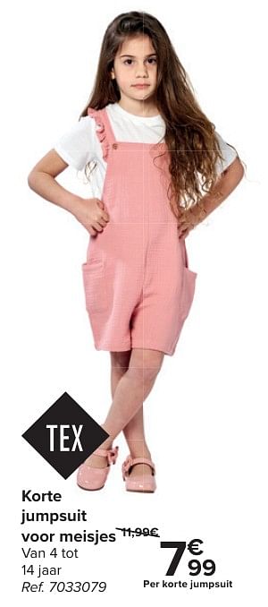 Promotions Korte jumpsuit voor meisjes - Tex - Valide de 24/04/2024 à 06/05/2024 chez Carrefour
