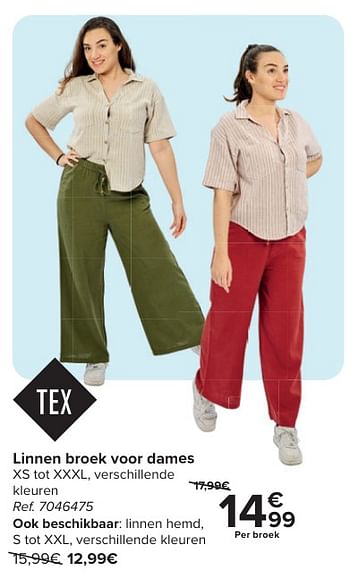 Promotions Linnen broek voor dames - Tex - Valide de 24/04/2024 à 06/05/2024 chez Carrefour