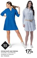 Promoties Linnen jurk voor dames - Tex - Geldig van 24/04/2024 tot 06/05/2024 bij Carrefour