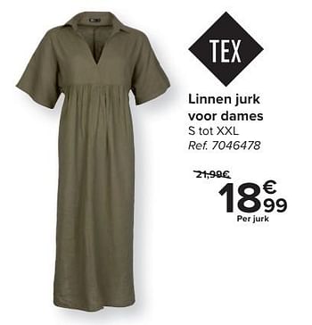 Promotions Linnen jurk voor dames - Tex - Valide de 24/04/2024 à 06/05/2024 chez Carrefour