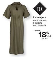 Promoties Linnen jurk voor dames - Tex - Geldig van 24/04/2024 tot 06/05/2024 bij Carrefour