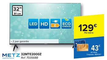 Promoties Metz led tv 32mte2000z - Metz - Geldig van 24/04/2024 tot 06/05/2024 bij Carrefour