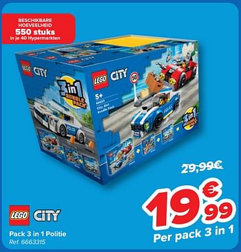 Promotions Pack 3 in 1 politie - Lego - Valide de 24/04/2024 à 06/05/2024 chez Carrefour