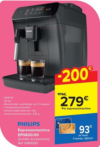 Promoties Philips espressomachine ep0820-00 - Philips - Geldig van 24/04/2024 tot 06/05/2024 bij Carrefour