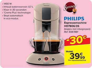 Promoties Philips espressomachine hd7806-35 - Philips - Geldig van 24/04/2024 tot 06/05/2024 bij Carrefour