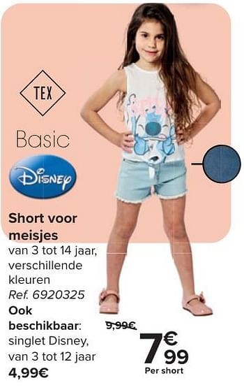 Promoties Short voor meisjes - Disney - Geldig van 24/04/2024 tot 06/05/2024 bij Carrefour