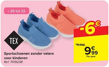 Promoties Sportschoenen zonder veters voor kinderen - Tex - Geldig van 24/04/2024 tot 06/05/2024 bij Carrefour