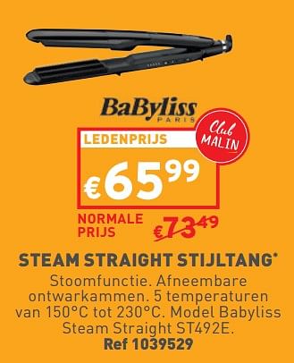 Promoties Babyliss steam straight st492e - Babyliss - Geldig van 24/04/2024 tot 29/04/2024 bij Trafic