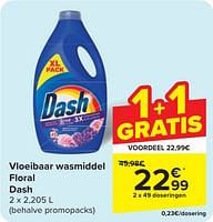 Promoties Vloeibaar wasmiddel floral dash - Dash - Geldig van 24/04/2024 tot 06/05/2024 bij Carrefour
