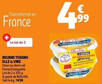 Promoties Beurre tendre elle + vire - Elle & Vire - Geldig van 23/04/2024 tot 29/04/2024 bij Auchan