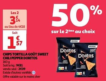 Promoties Chips tortilla goût sweet chili pepper doritos - Doritos - Geldig van 23/04/2024 tot 29/04/2024 bij Auchan