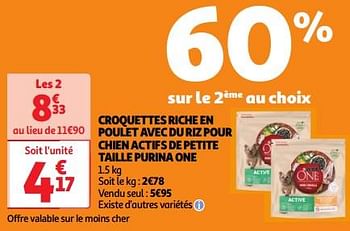 Promotions Croquettes riche en poulet avec du riz pour chien actifs de petite taille purina one - Purina - Valide de 23/04/2024 à 29/04/2024 chez Auchan Ronq