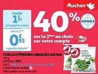 Feuilles d`épinards surgelées auchan-Huismerk - Auchan
