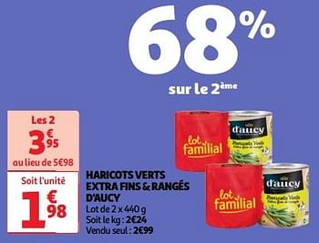 Promoties Haricots verts extra fins + rangés d`aucy - D'Aucy - Geldig van 23/04/2024 tot 29/04/2024 bij Auchan