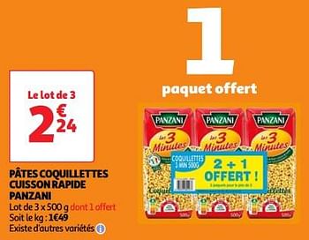 Promoties Pâtes coquillettes cuisson rapide panzani - Panzani - Geldig van 23/04/2024 tot 29/04/2024 bij Auchan