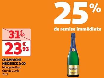 Promoties Champagne heidsieck + co monopole brut grande cuvée - Champagne - Geldig van 23/04/2024 tot 29/04/2024 bij Auchan