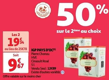 Promotions Igp pays d`oc pierre chanau hve cinsault rosé - Vins rosé - Valide de 23/04/2024 à 29/04/2024 chez Auchan Ronq