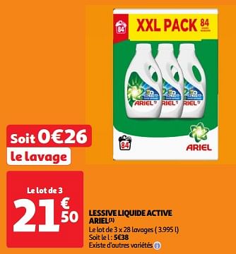 Promoties Lessive liquide active ariel - Ariel - Geldig van 23/04/2024 tot 29/04/2024 bij Auchan